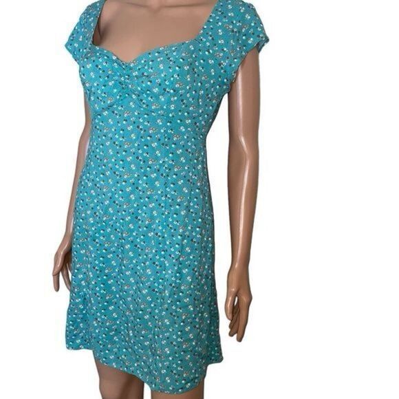 ✨Aeropostale Floral Sweetheart Neck Tie Back Teal Sz XL Dress✨ - Picture 6 of 11